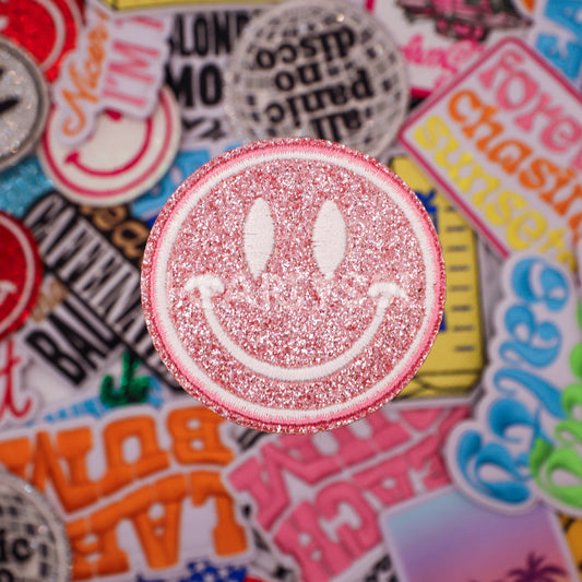 GLITTER SMILEY FACE PATCH