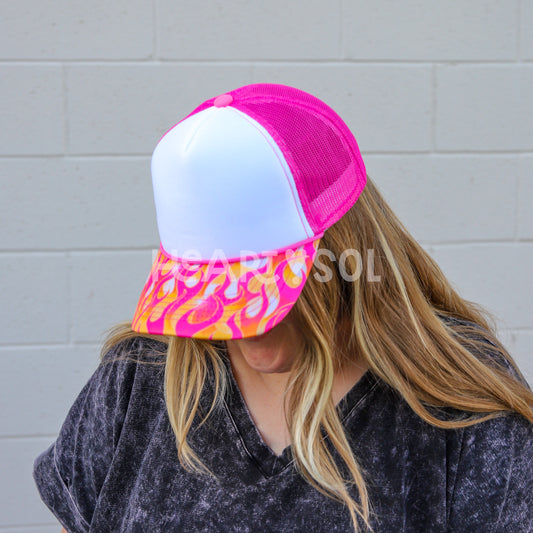PINK FLAME TRUCKER HAT