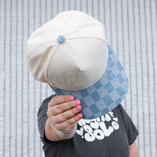 DENIM CHECKERBOARD CANVAS HAT