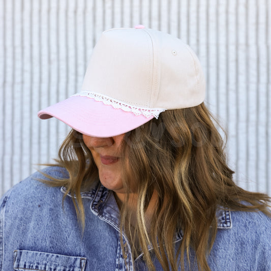 PINK LACE CANVAS HAT