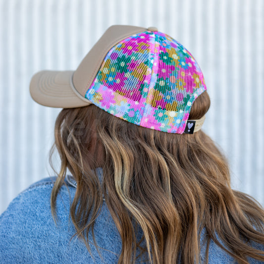 FALL FLORAL TRUCKER HAT