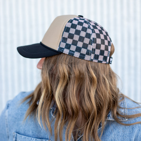 CHECKERBOARD TRUCKER HAT
