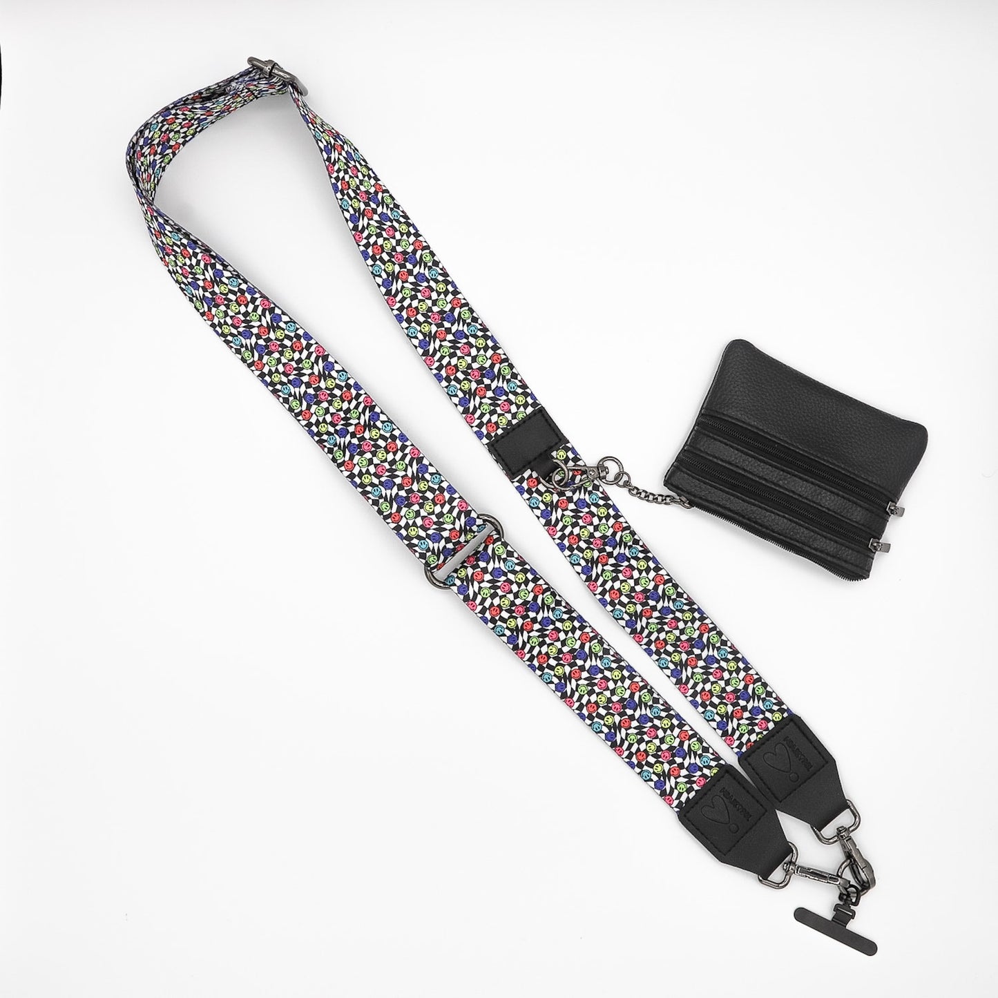 WAVY CHECKERBOARD SMILEY PHONE STRAP