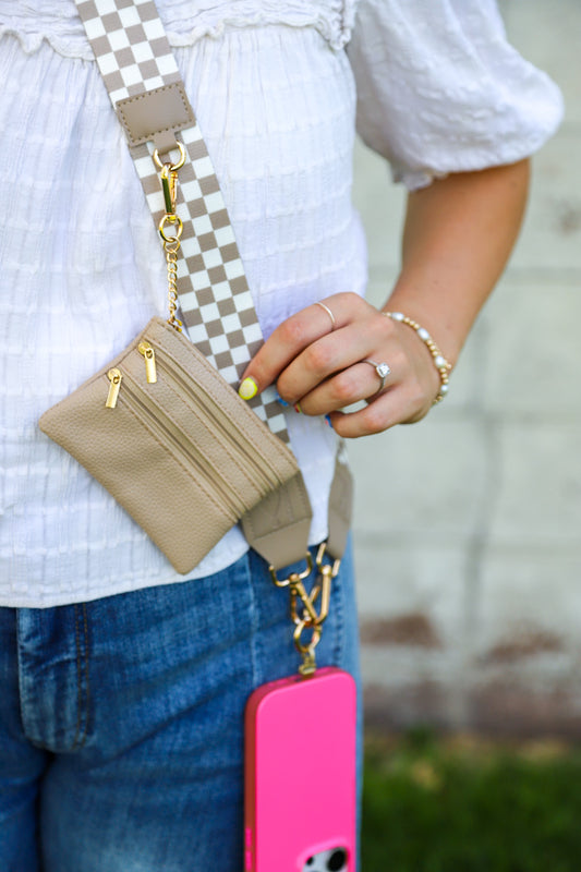 KHAKI CHECKERBOARD EVERYTHING STRAP