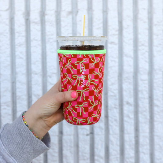 CHECKERBOARD BOWS drink sleeve