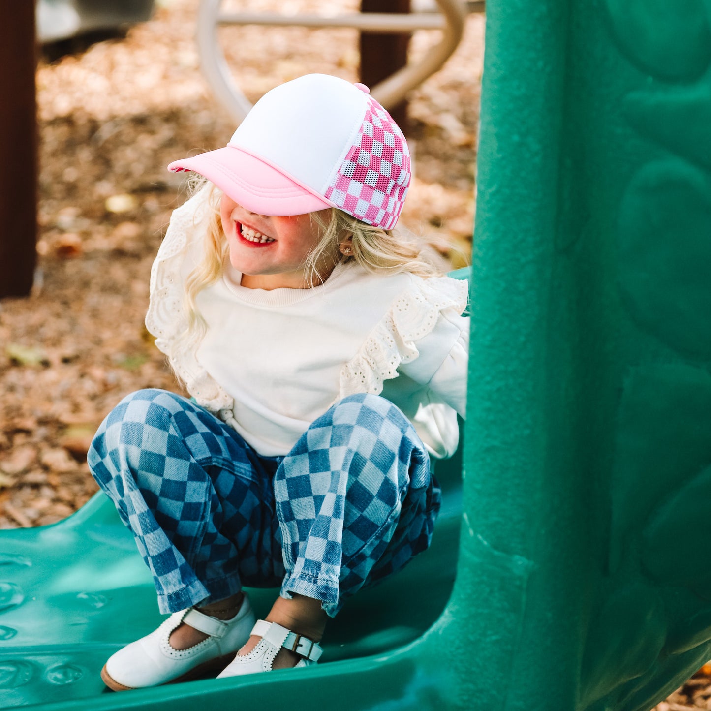 KIDS CHECKERBOARD TRUCKER HAT - 3 colors
