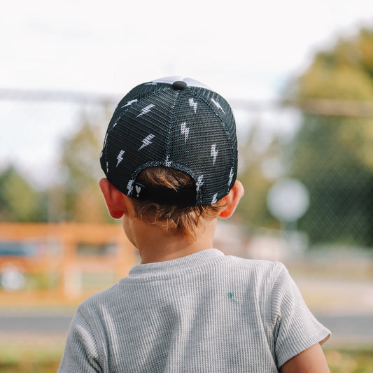 KIDS LIGHTNING BOLT TRUCKER HAT - 3 colors