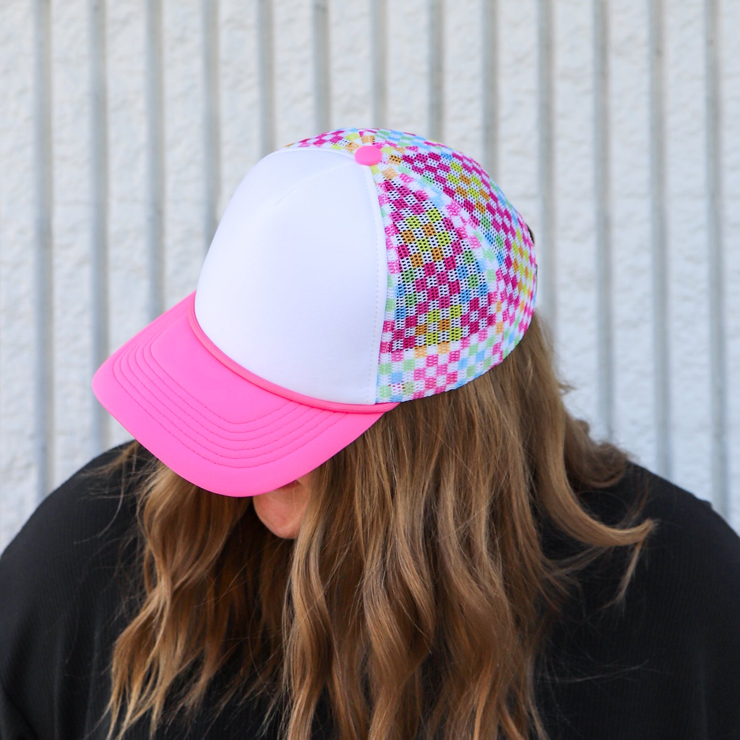 SUMMER CHECKERBOARD FOAM TRUCKER HAT | HEART ❣︎ SOL EXCLUSIVE