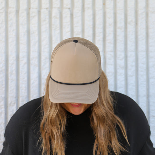 KHAKI/BLACK TRUCKER HAT | HEART ❣︎ SOL EXCLUSIVE