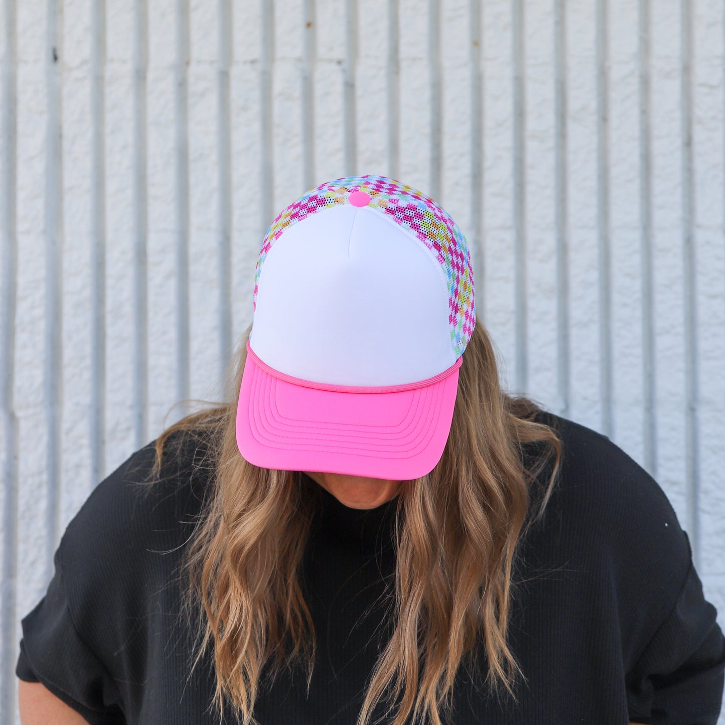 SUMMER CHECKERBOARD FOAM TRUCKER HAT | HEART ❣︎ SOL EXCLUSIVE