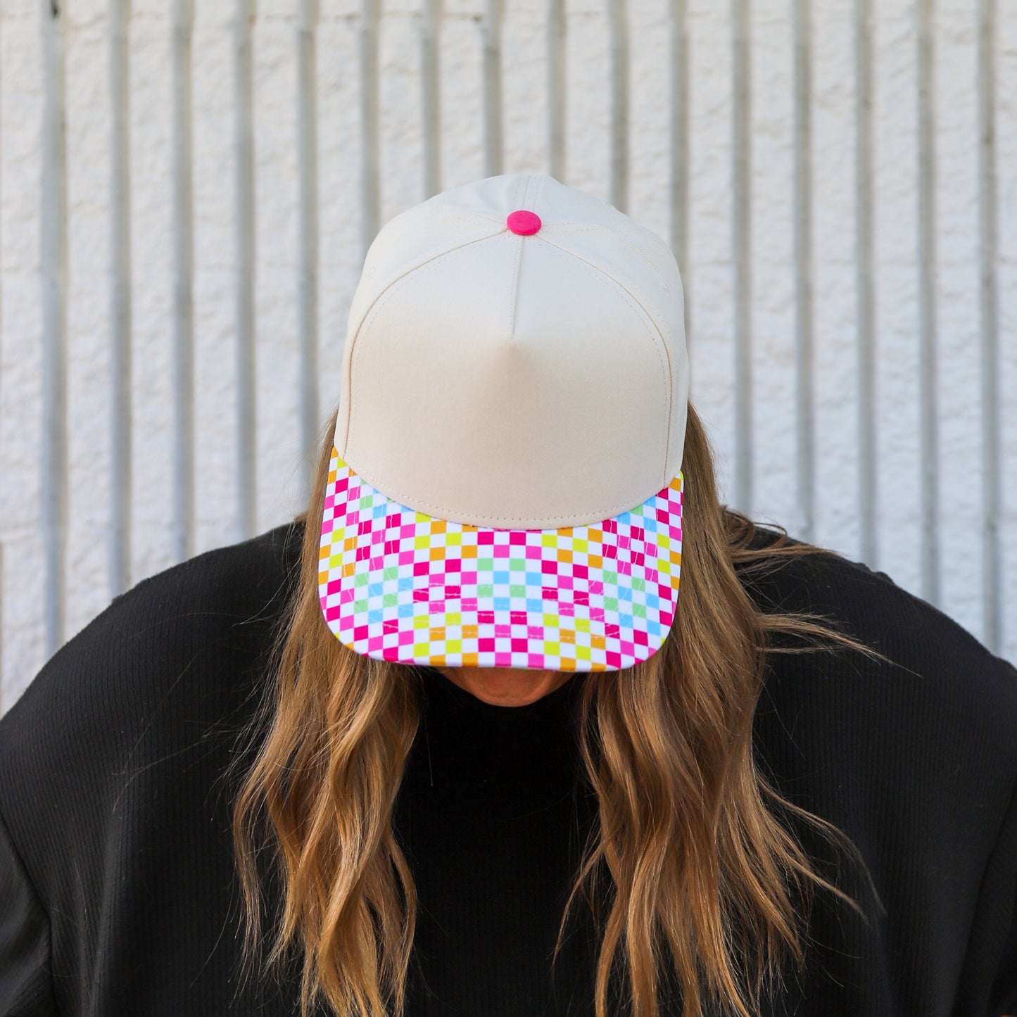 SUMMER CHECKERBOARD CANVAS TRUCKER HAT | HEART ❣︎ SOL EXCLUSIVE