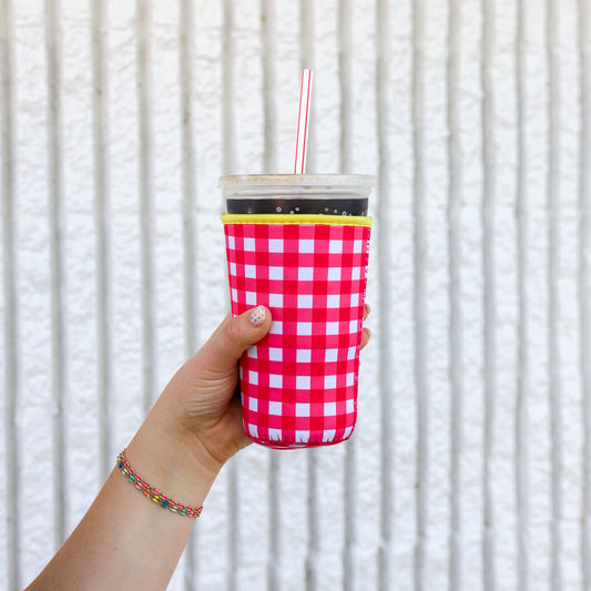 PINK GINGHAM drink sleeve