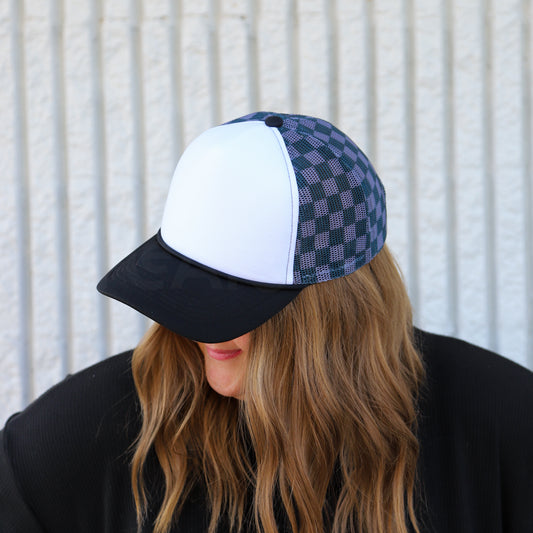CHECKERBOARD TRUCKER HAT