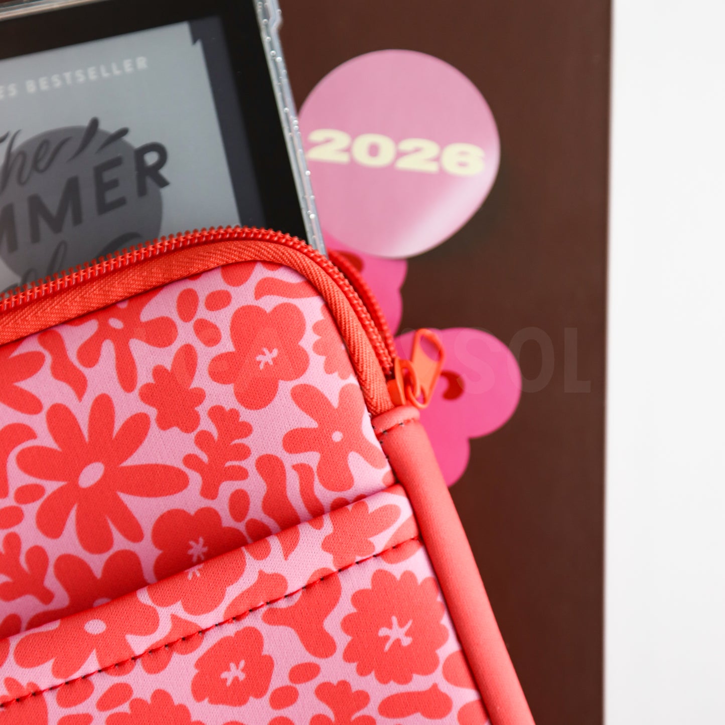 CORAL FLORAL E-READER SLEEVE