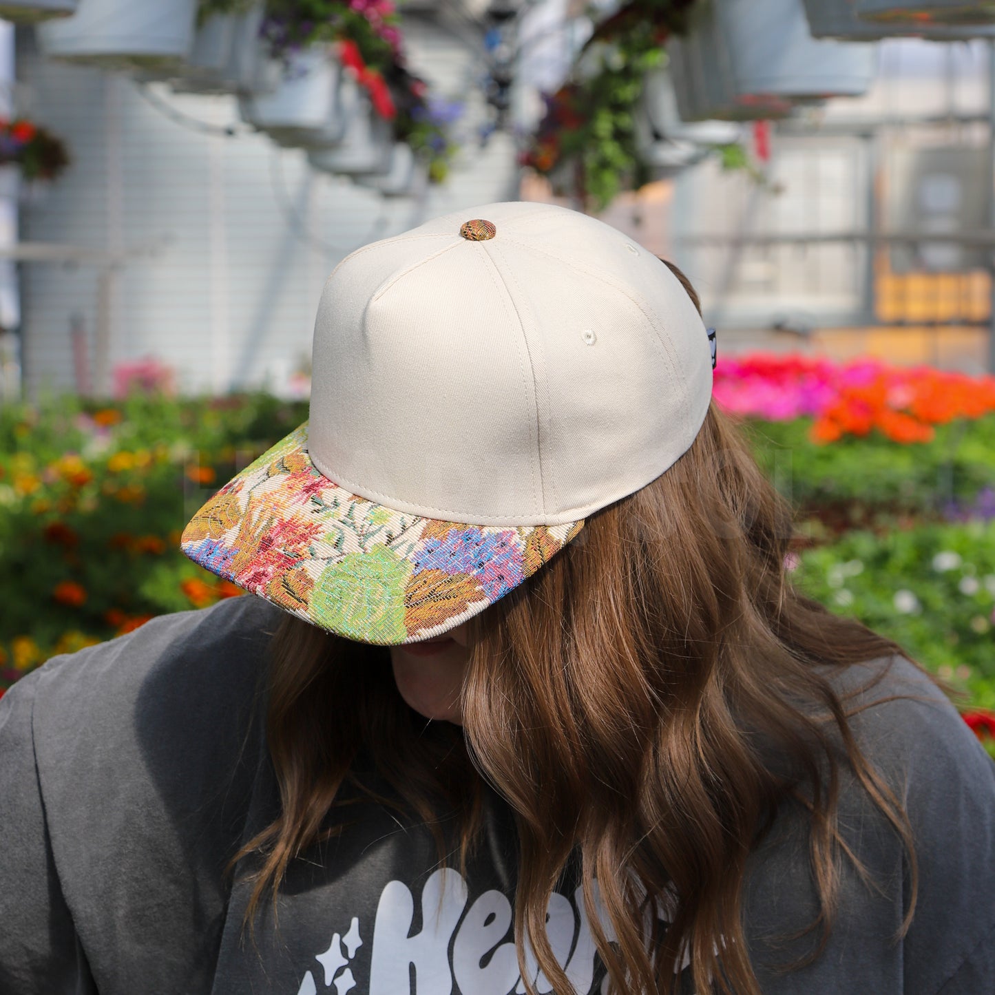 SPRING FLORAL MIX CANVAS TRUCKER HAT