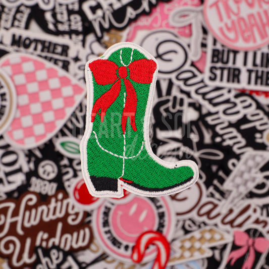 CHRISTMAS BOW COWGIRL BOOT patch