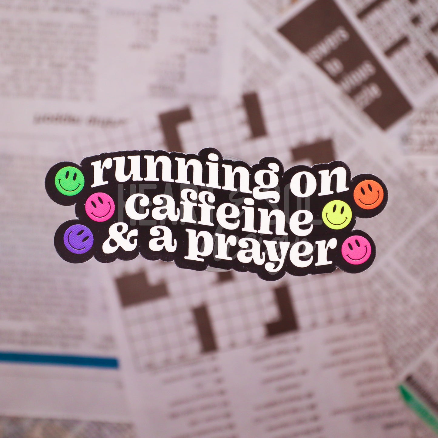 *RUNNING ON CAFFEINE & A PRAYER sticker