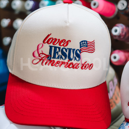 LOVES JESUS & AMERICA TOO hat