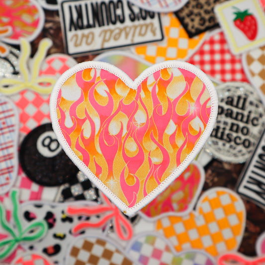 PINK FLAME HEART patch
